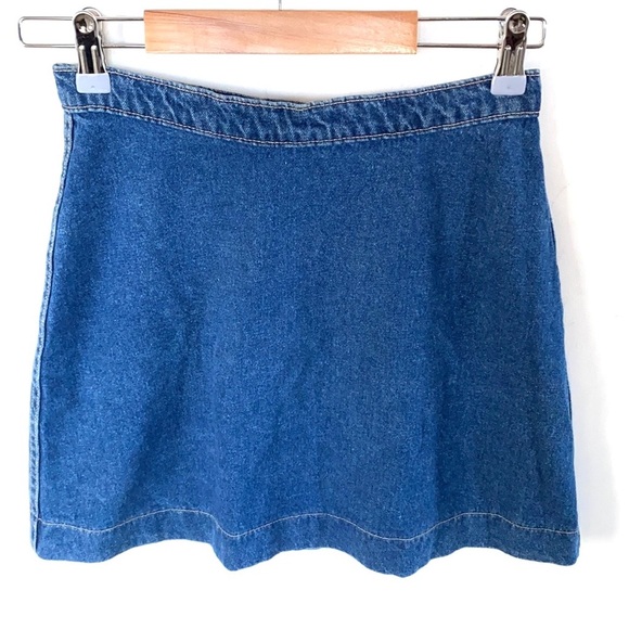 American Apparel Denim Button Down A Line Mini Blue Jean Skirt, Size S - Picture 6 of 9